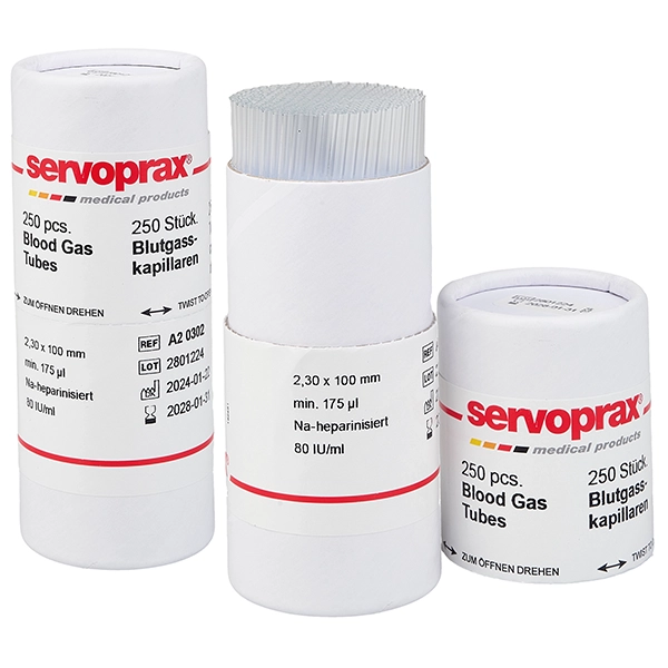 servoprax Blutgaskapillaren 75 mm | 130 µl, 80 IE/mL