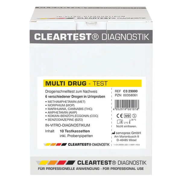 Cleartest Multi Drug Drogentest 6-Fach-Kassetten Praxispackung
Multi-Drug Methamphetamin