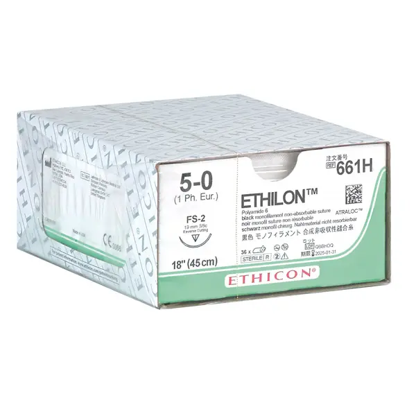  Nahtmaterial von  Ethilon,Ethilon-II, Ethicon kaufen FS2, schwarz monofil | 1 | 5/0 | 0,45 m