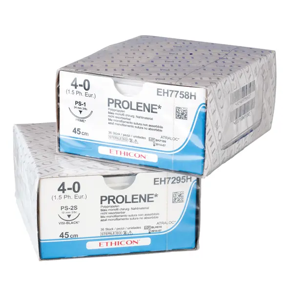 Prolene, Ethicon PS2, blau monofil | 1,5 | 4/0 | 0,45 m