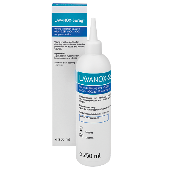 LAVANOX Serag Wound Irrigation Solution and Wound Spray  250 ml plastic bottle Rinsing